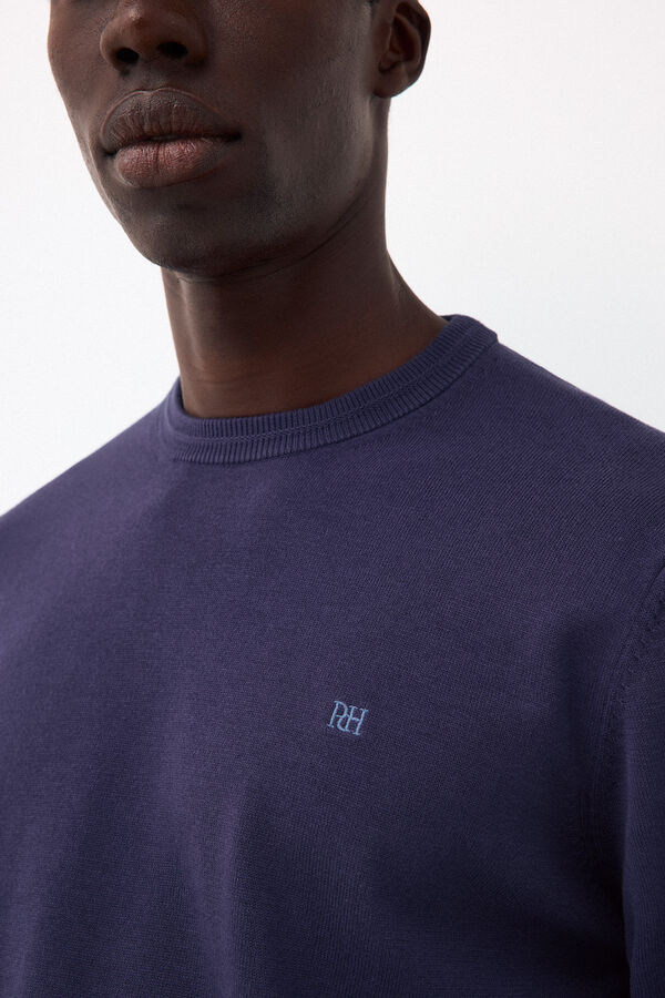 Pedro del Hierro Fine knit premium cotton jumper Blue