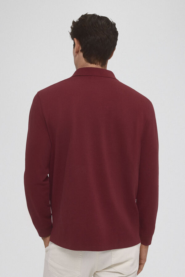 Pedro del Hierro Basic piqué long sleeve polo shirt shirt Burgundy