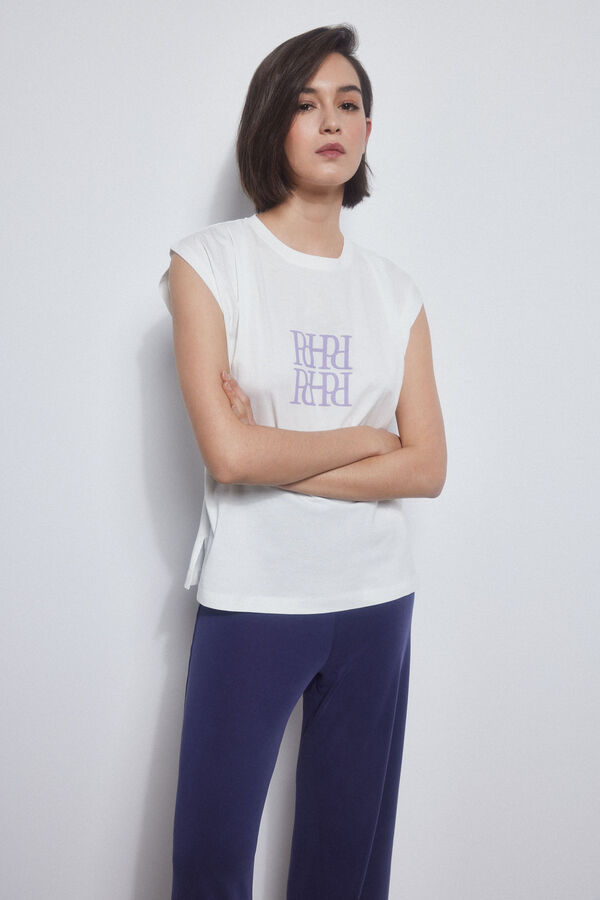 Pedro del Hierro Activewear t-shirt with pleats and logo White