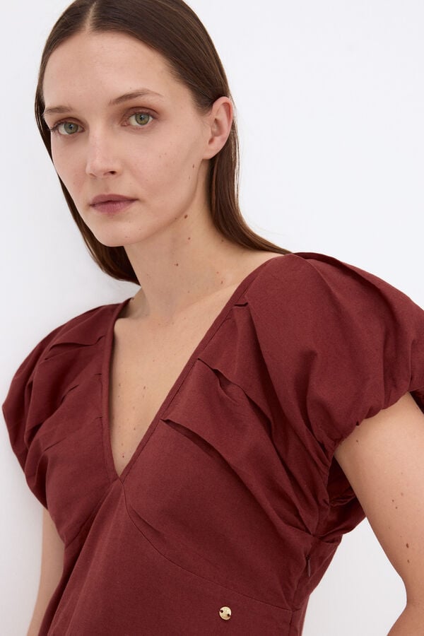 Pedro del Hierro Embroidered floral midi dress Brown
