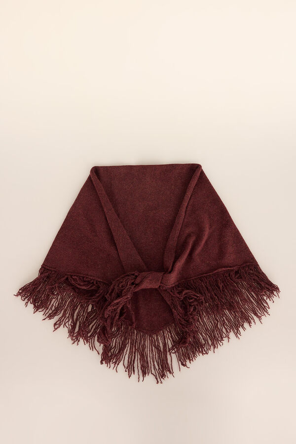 Pedro del Hierro triangle fringed shawl Burgundy