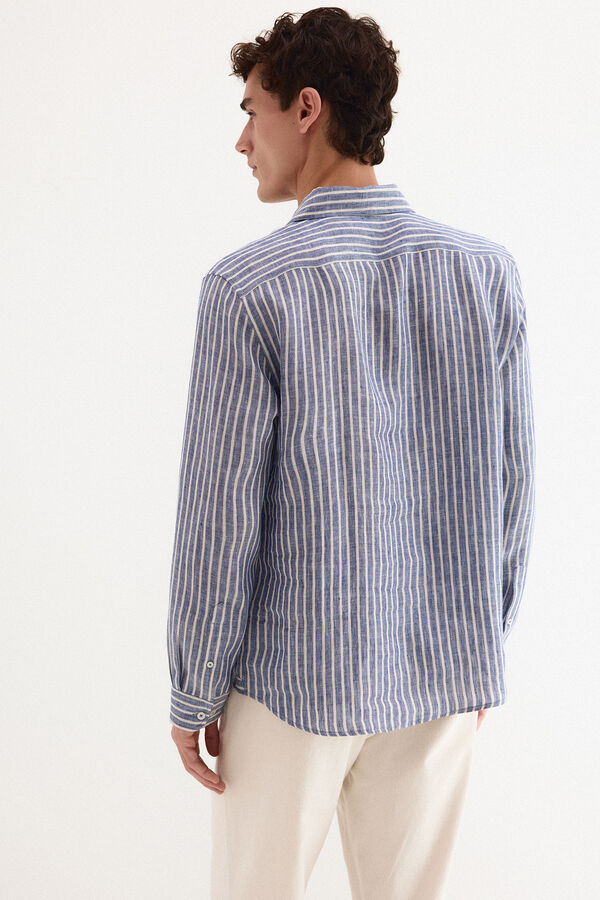 Pedro del Hierro Linen plaid top Blue