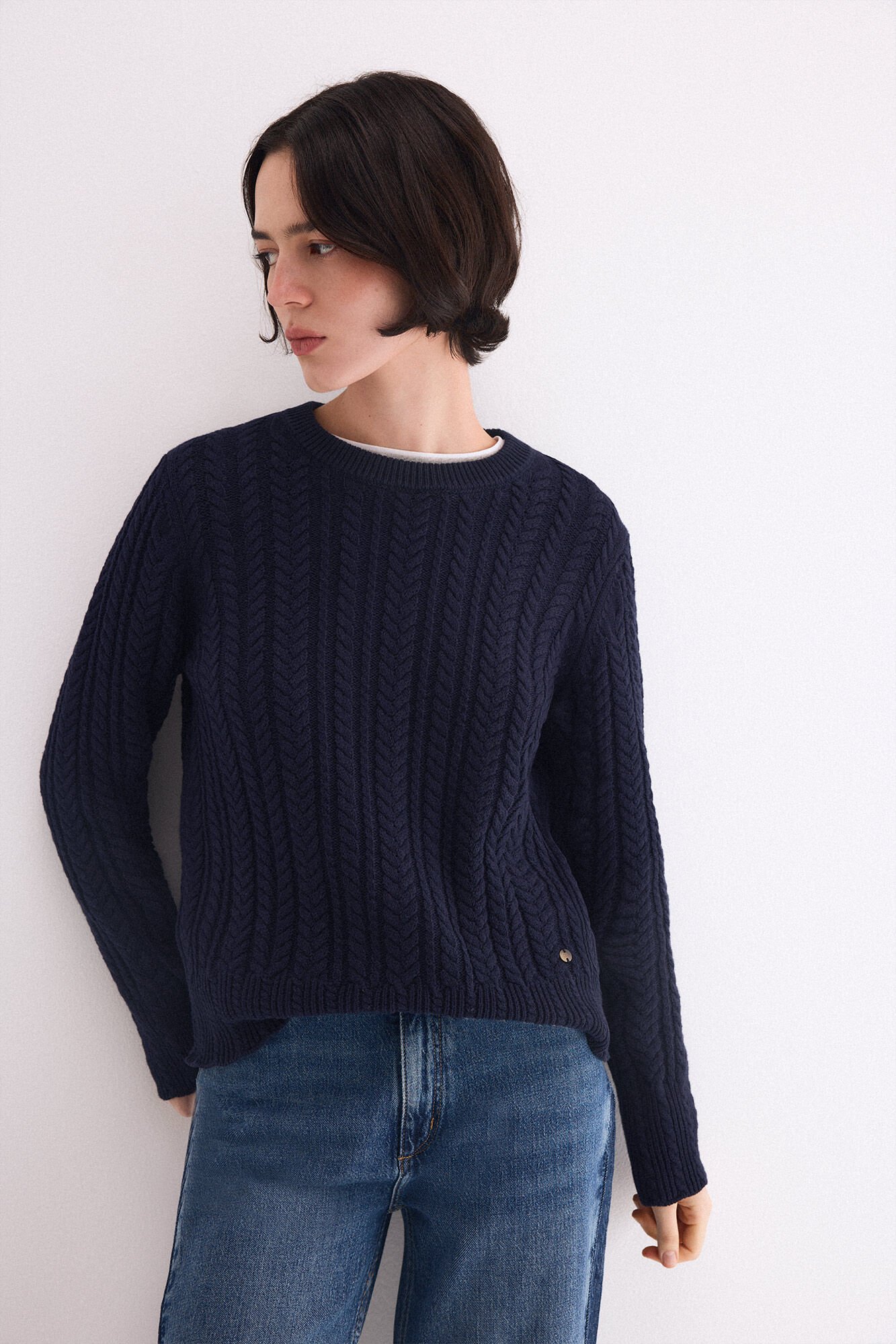 Pedro del Hierro Cross-knit cropped jumper