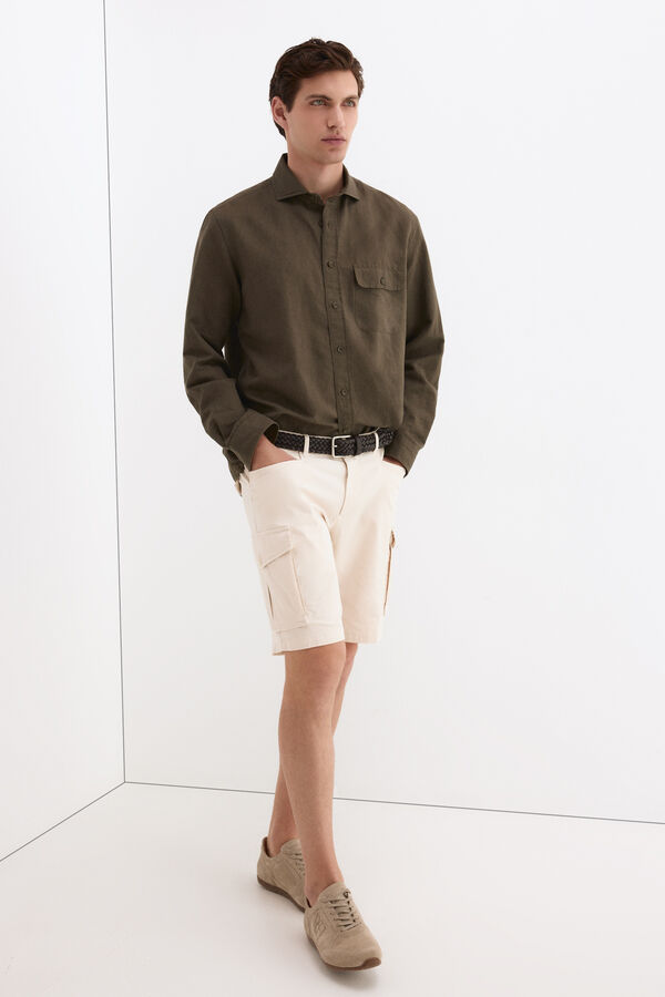 Pedro del Hierro Textured cargo Bermuda shorts Ecru