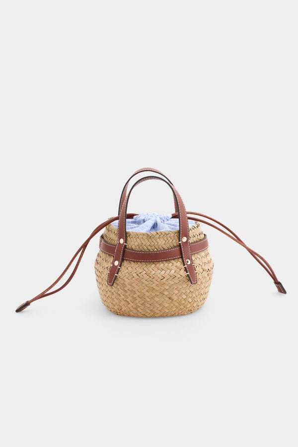 Pedro del Hierro Raffia-effect bucket bag Brown