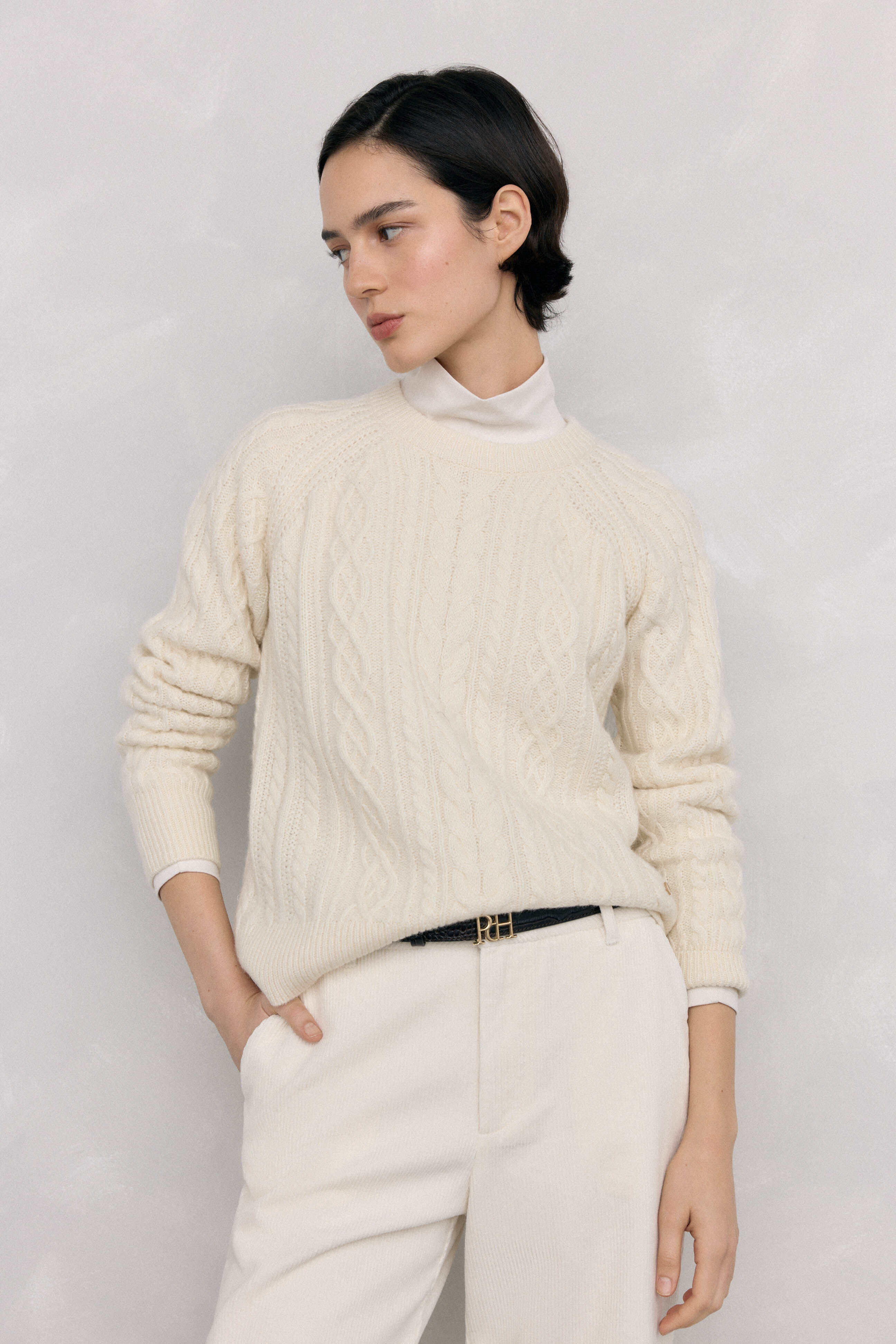 Pedro del Hierro Cable and cable cross-knit jumper