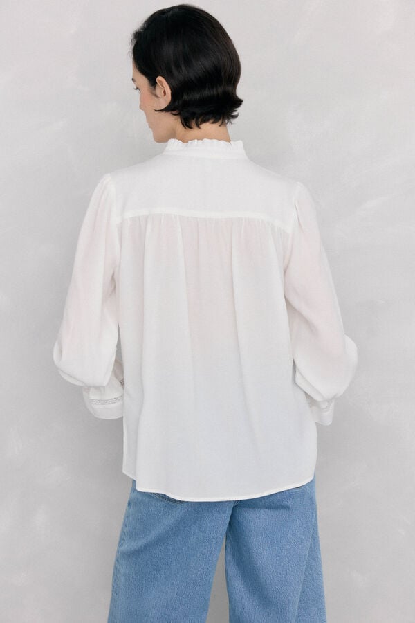 Pedro del Hierro Blusa de chiffon com renda Branco