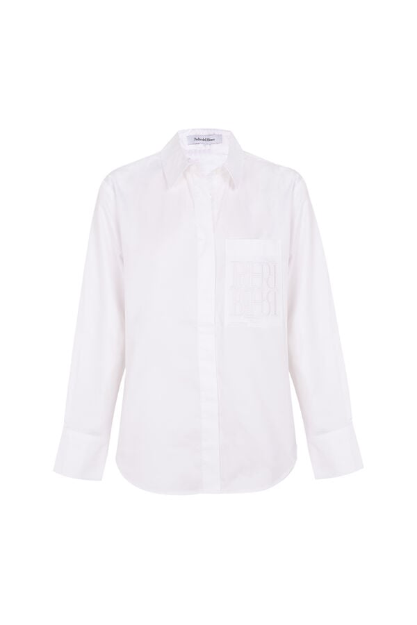 Pedro del Hierro Oversized poplin logo shirt White