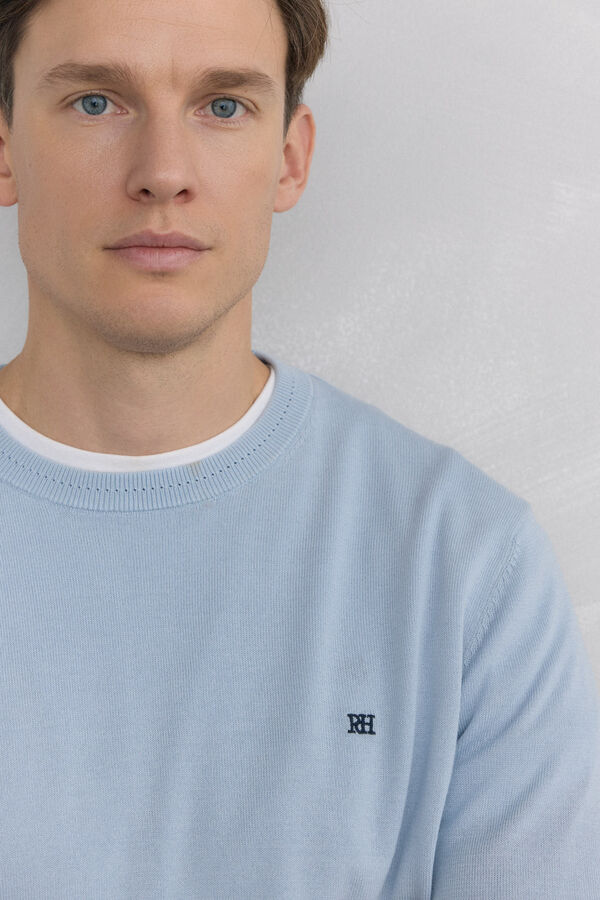 Pedro del Hierro Premium cotton jersey-knit crew neck jumper Blue