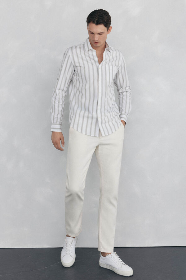 Pedro del Hierro Striped poplin shirt Green