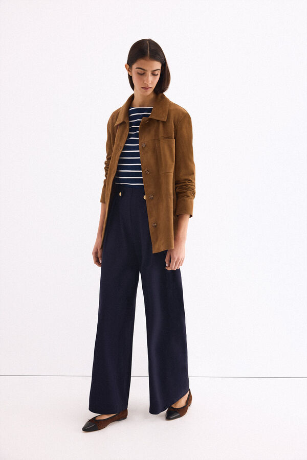 Pedro del Hierro Navy crepe trousers Blue