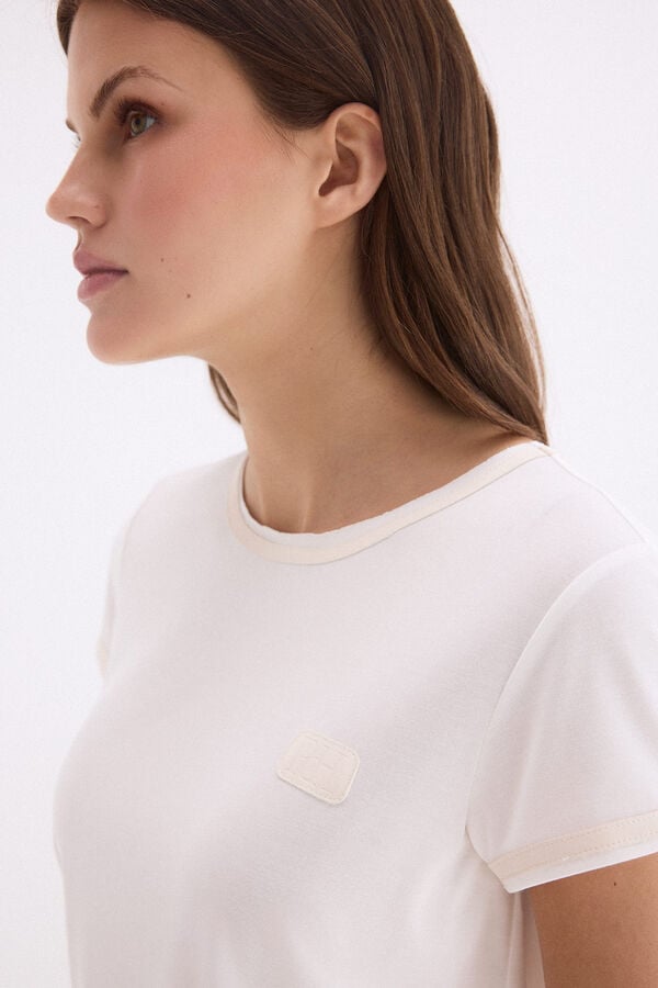 Pedro del Hierro T-shirt with faux leather details White
