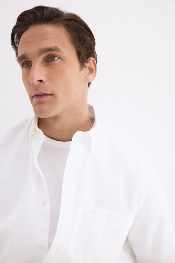 Pedro del Hierro Non-iron plain Oxford shirt White
