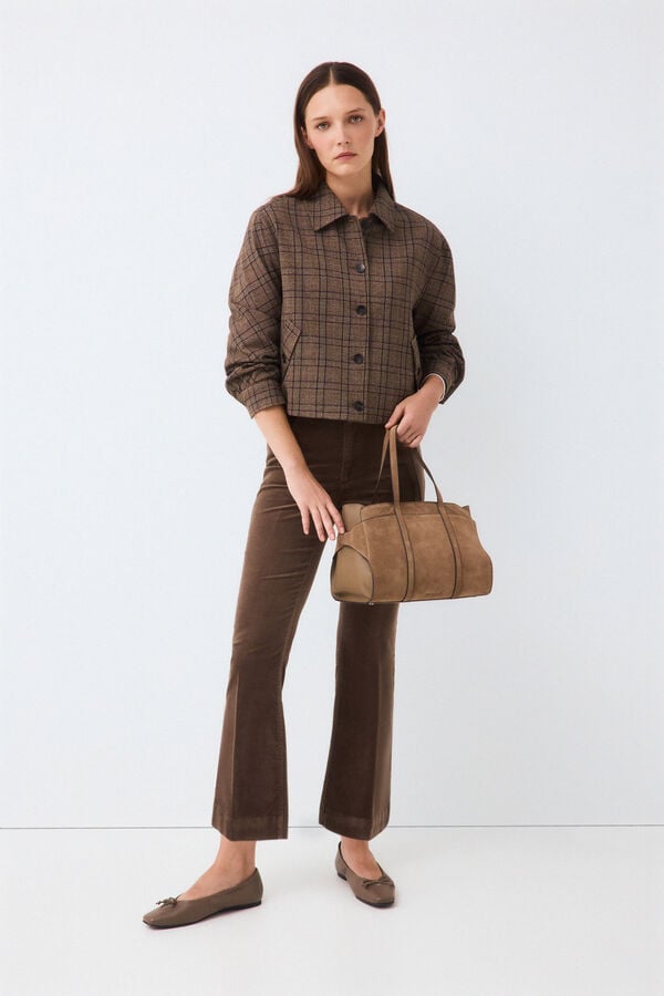 Pedro del Hierro Harris plaid bomber Brown