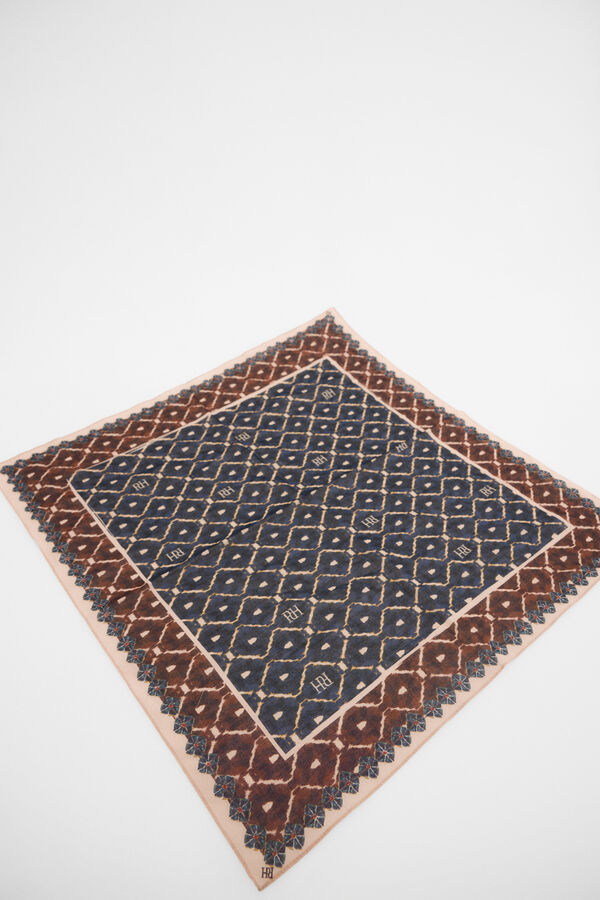 Pedro del Hierro Logo print scarf Blue