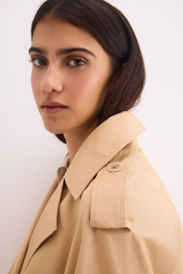 Pedro del Hierro Double-breasted crop jacket Beige