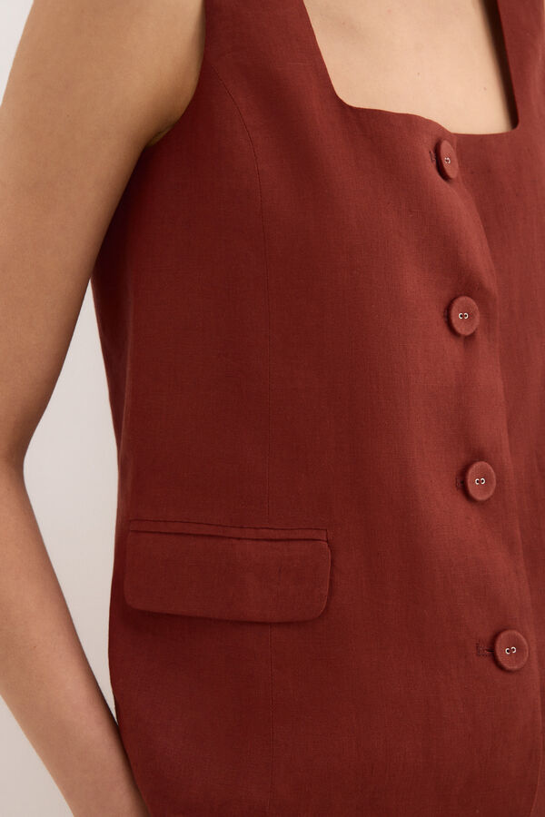 Pedro del Hierro Linen belted gilet Orange