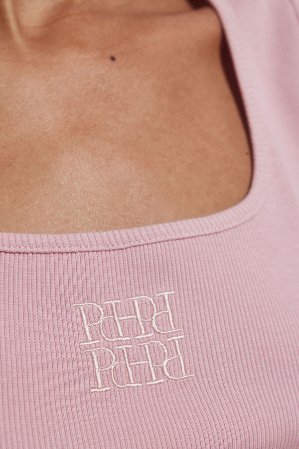 Pedro del Hierro Ribbed t-shirt with logo Pink