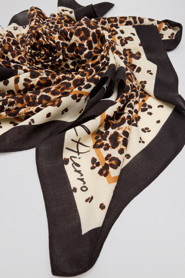 Pedro del Hierro Animal stain scarf Brown