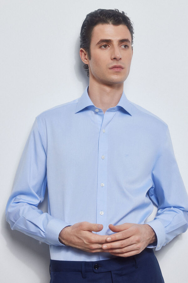 Pedro del Hierro camisa formal lisa non iron + antimanchas Azul