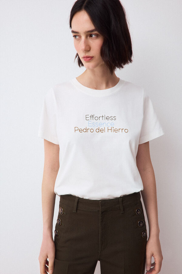 Pedro del Hierro Short sleeve graphic T-shirt Ecru