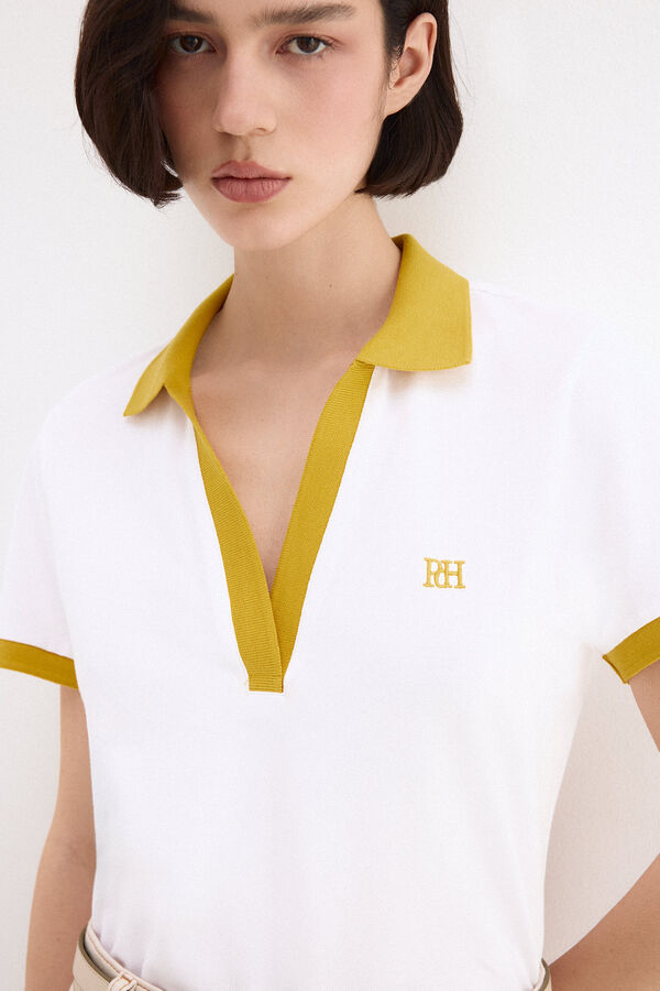 Pedro del Hierro Short sleeve contrast polo shirt Yellow