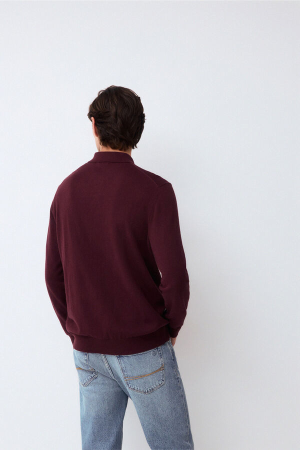 Pedro del Hierro Premium cotton silk cashmere knit jumper Burgundy