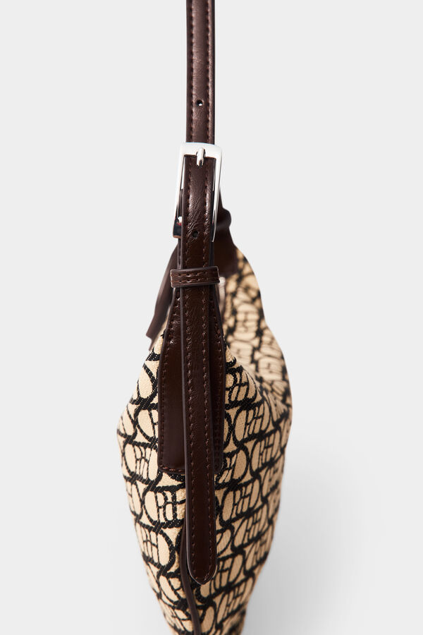 Pedro del Hierro Logo half-moon handbag Beige