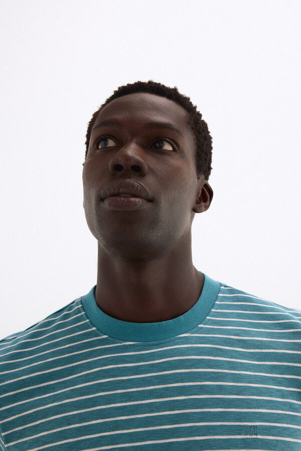 Pedro del Hierro Striped T-shirt Turquoise