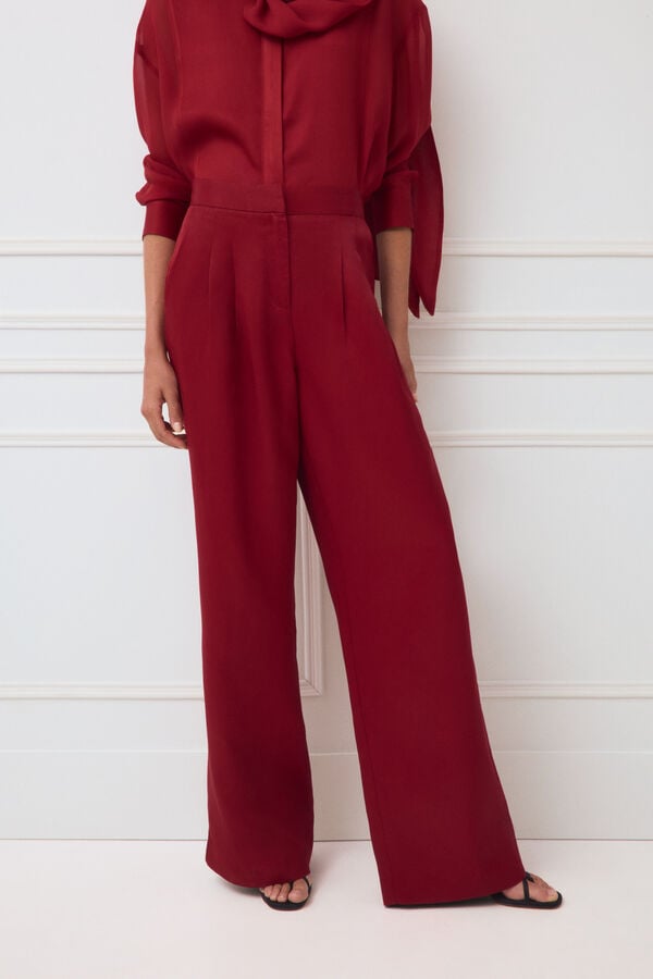 TFP by Tamara Falc&oacute; Red satin-finish trousers Red