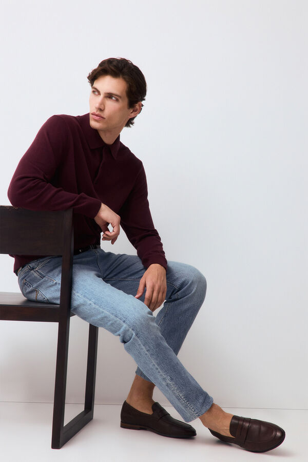 Pedro del Hierro Premium cotton silk cashmere knit jumper Burgundy