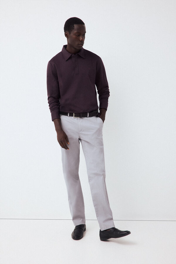 Pedro del Hierro Long sleeve link structure polo shirt Burgundy