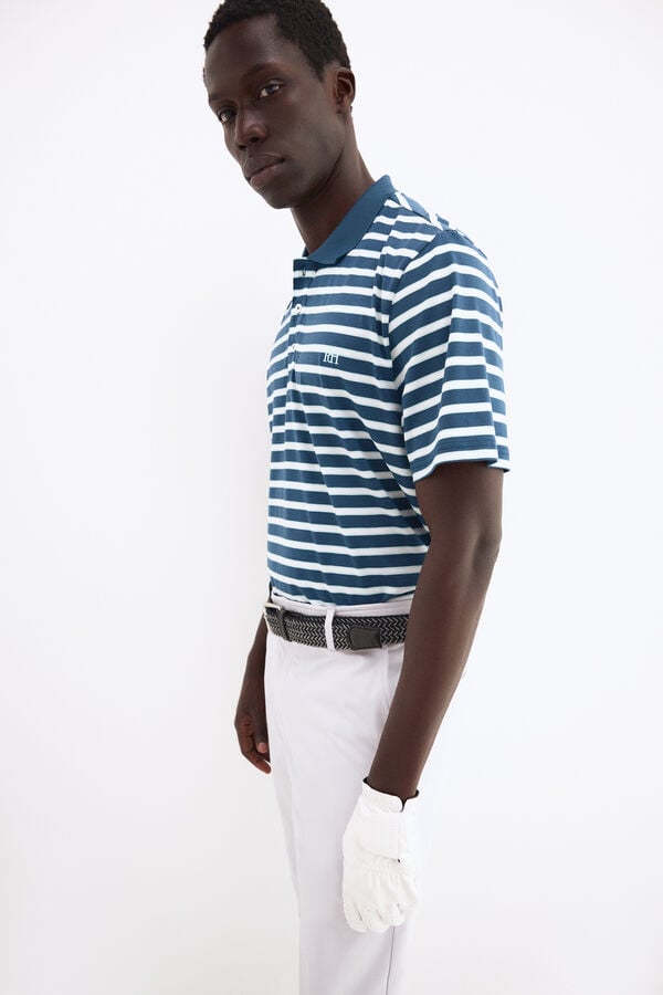 Pedro del Hierro Striped golf polo shirt Blue