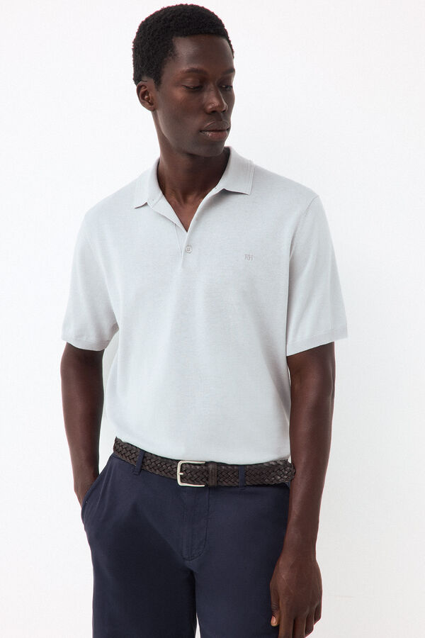 Pedro del Hierro Cotton premium knit polo shirt Grey