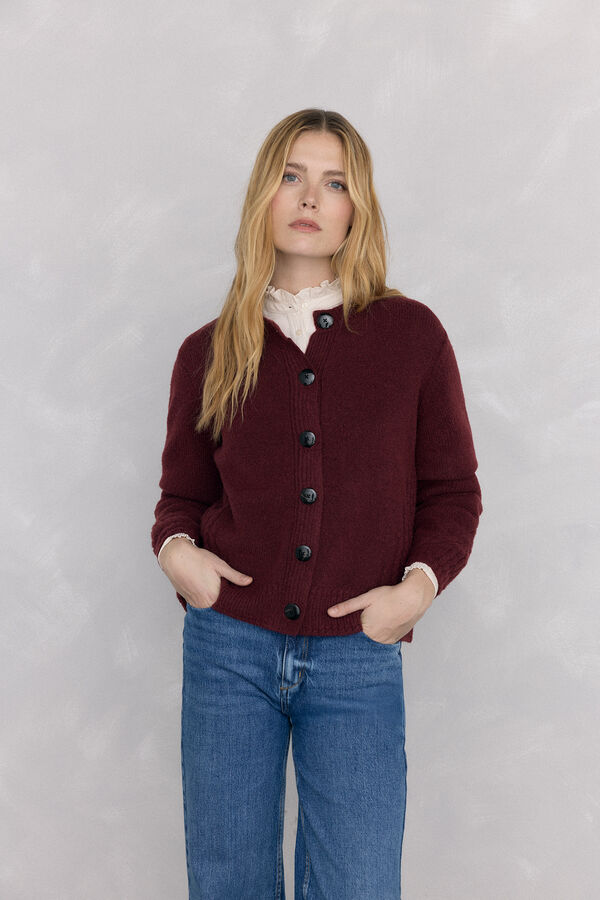 Pedro del Hierro jersey-knit jacket with cross-knit details Burgundy