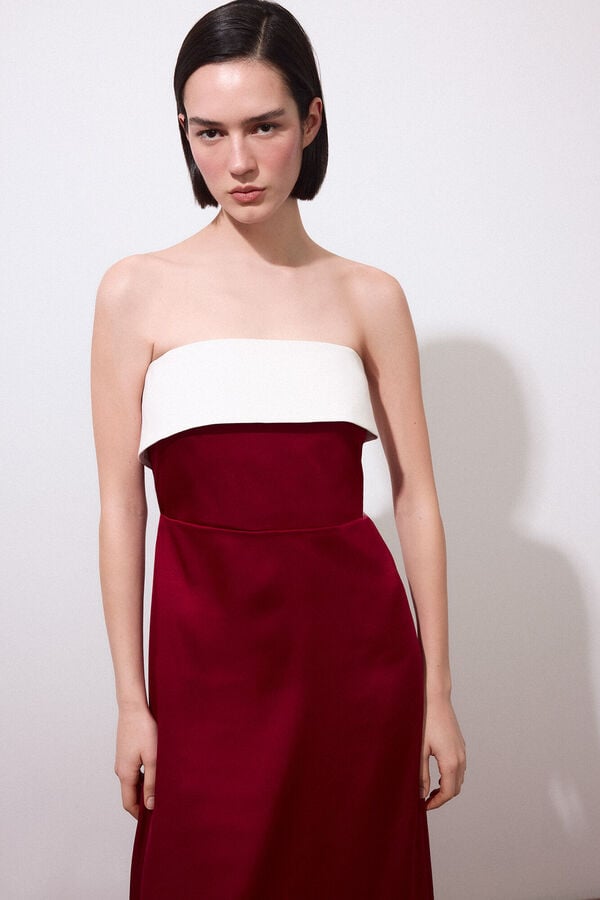 Pedro del Hierro Long strapless dress Burgundy