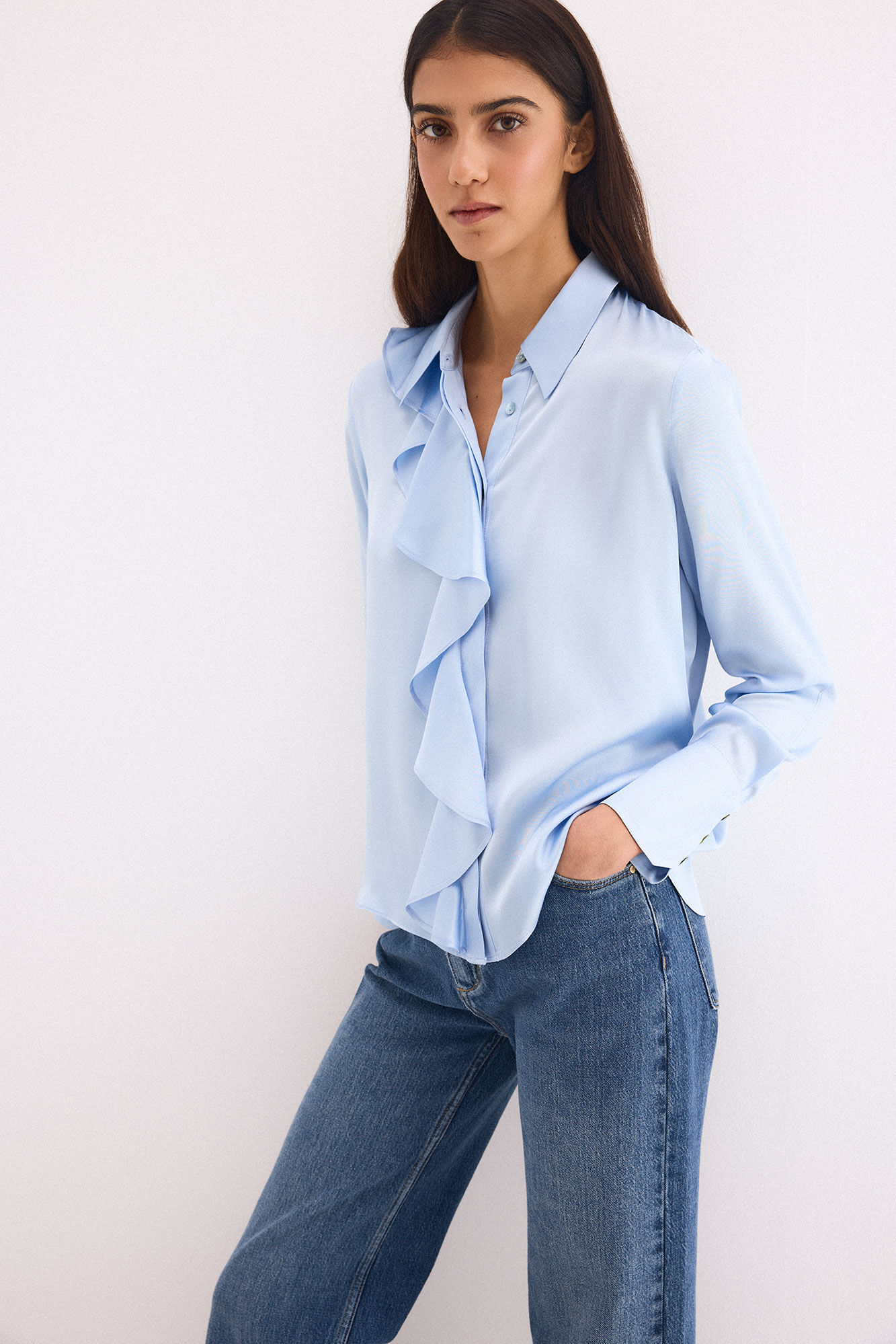 Pedro del Hierro Satin ruffle shirt