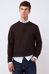 Pedro del Hierro Sweatshirt com logo gola caixa Marrom