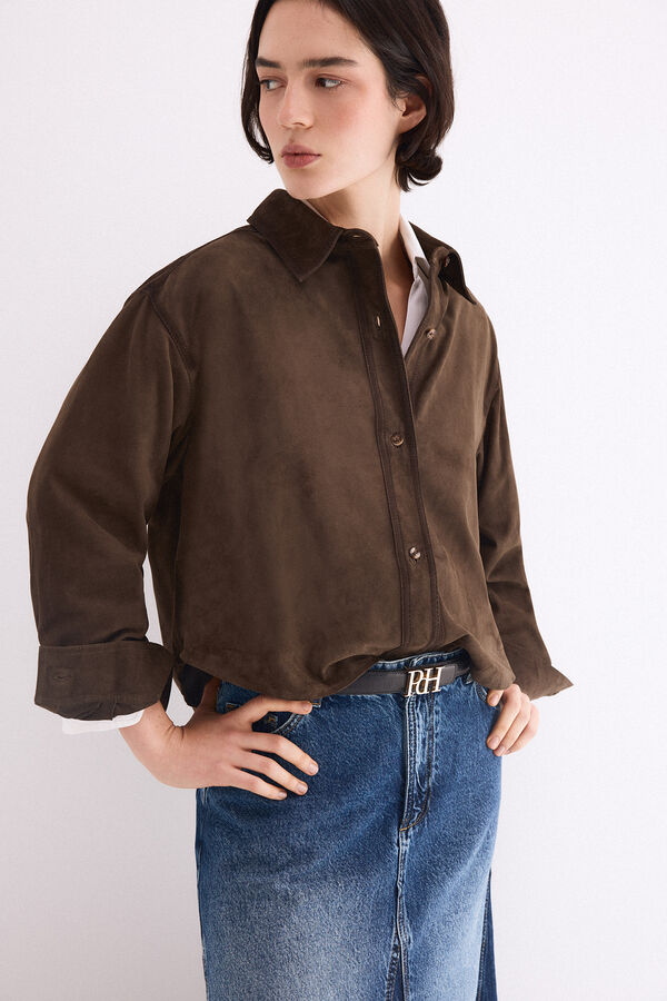 Pedro del Hierro Suede cropped jacket Green