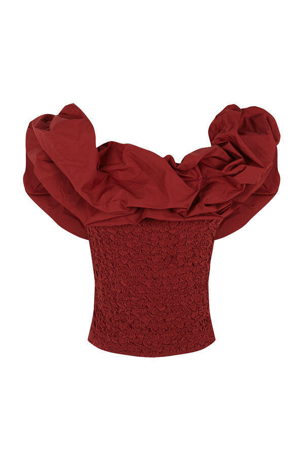 Pedro del Hierro Ruffled T-shirt Burgundy