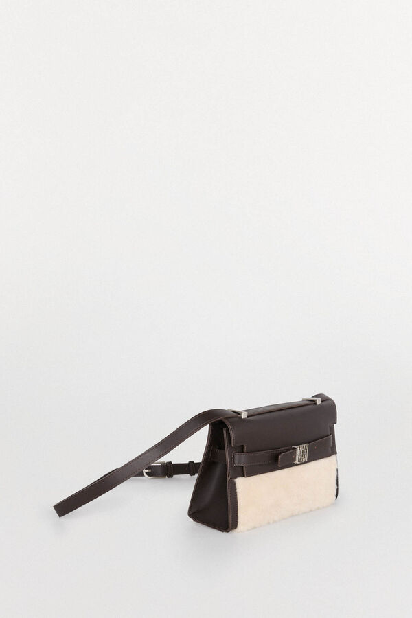 Pedro del Hierro Convertible sheepskin shoulder bag Brown
