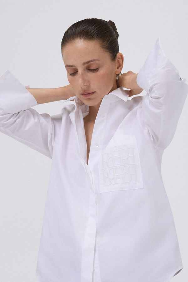 Pedro del Hierro Oversized poplin logo shirt White