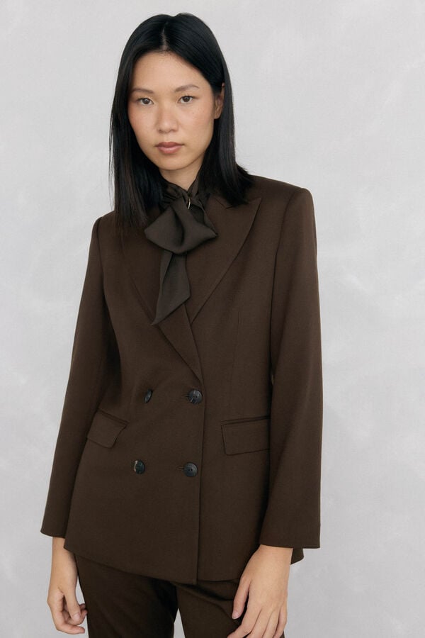 Pedro del Hierro Chocolate double-breasted blazer Brown