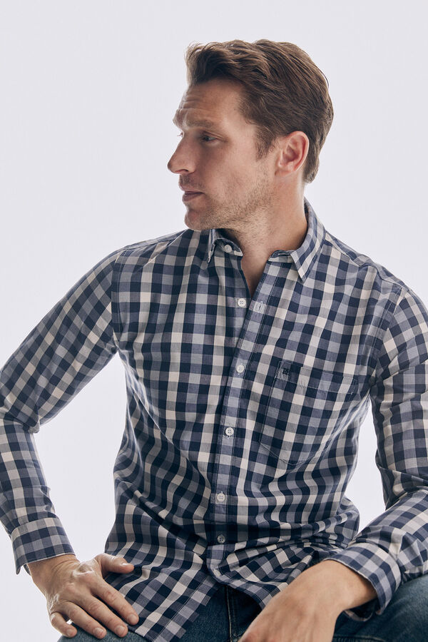 Pedro del Hierro Camisa cuadros tencel modal Azul