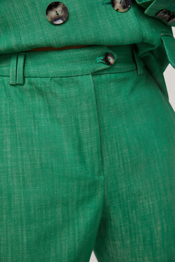 Pedro del Hierro Pantalon recto sarga verde Verde