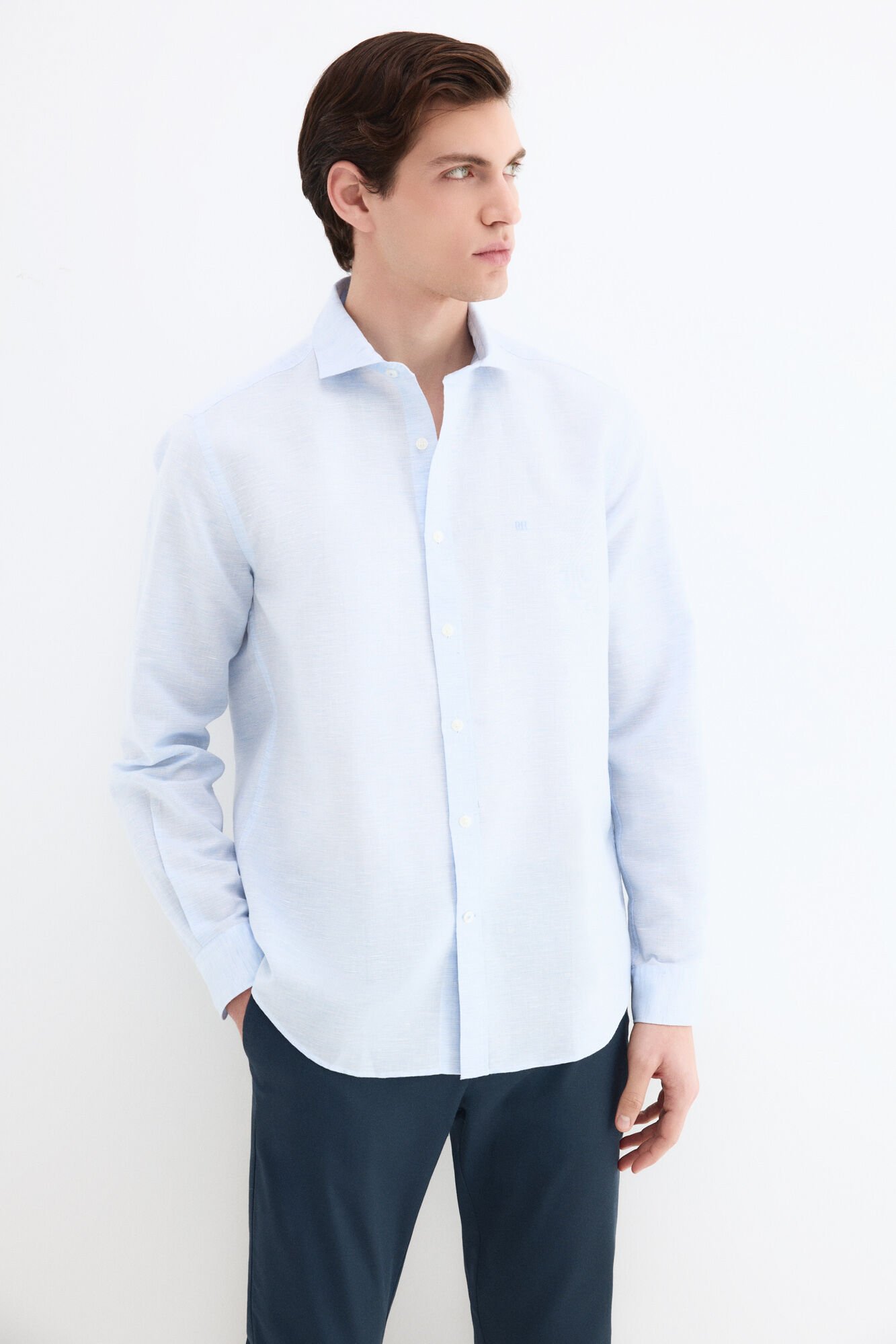 Pedro del Hierro Structured linen easy iron dress shirt