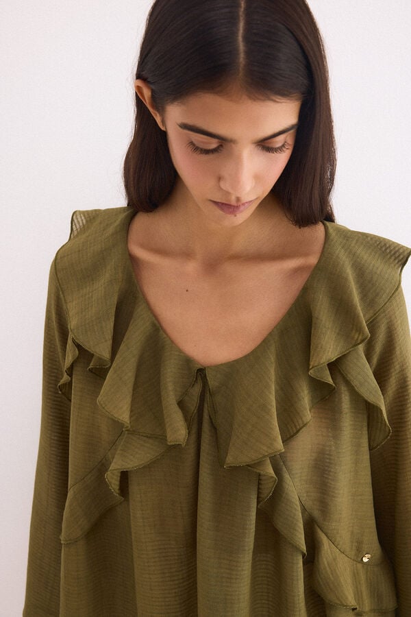 Pedro del Hierro Plain ruffled blouse Green