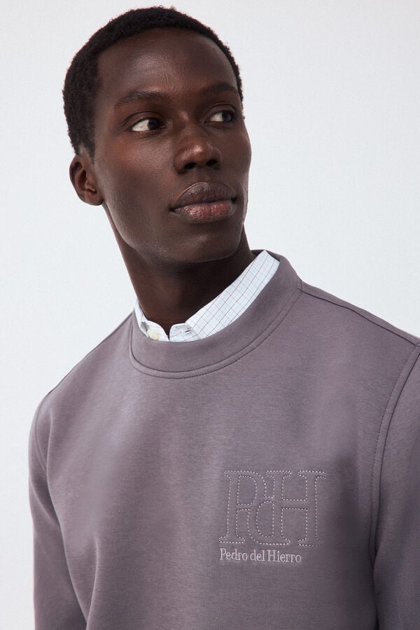 Pedro del Hierro Neoprene crew neck sweatshirt Grey