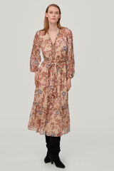 Pedro del Hierro Vestido estampado volantes Morado