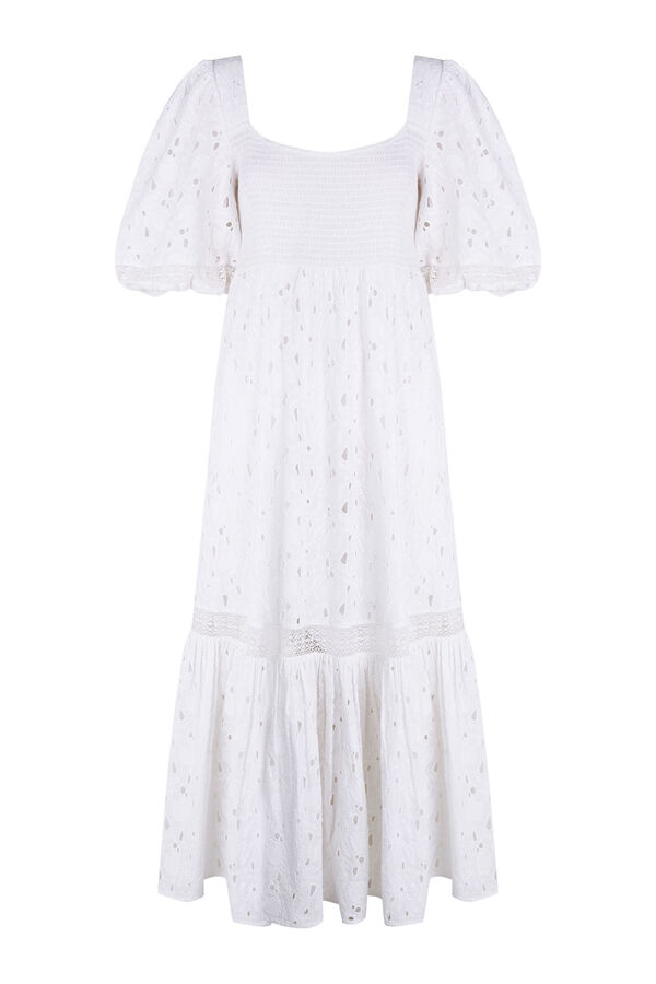 Pedro del Hierro Embroidered cotton dress White